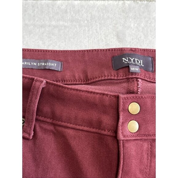 NYDJ Marilyn Straight Plum Purple Jeans Women's Sz 18W High Rise Lift Tuck NWT - Picture 9 of 14